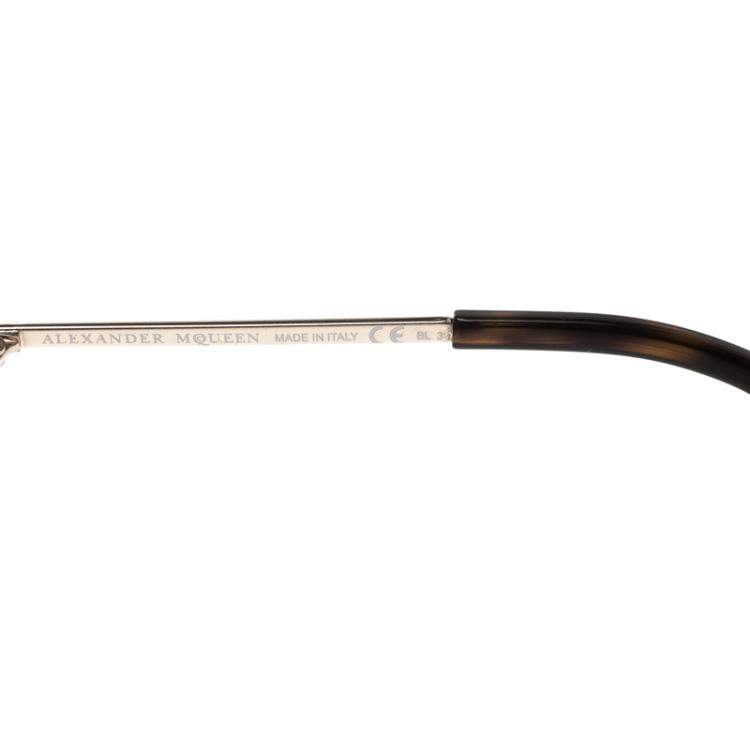 Pre Owned Alexander McQueen Gold/Brown Gradient 4158/S Shield Sunglasses 
