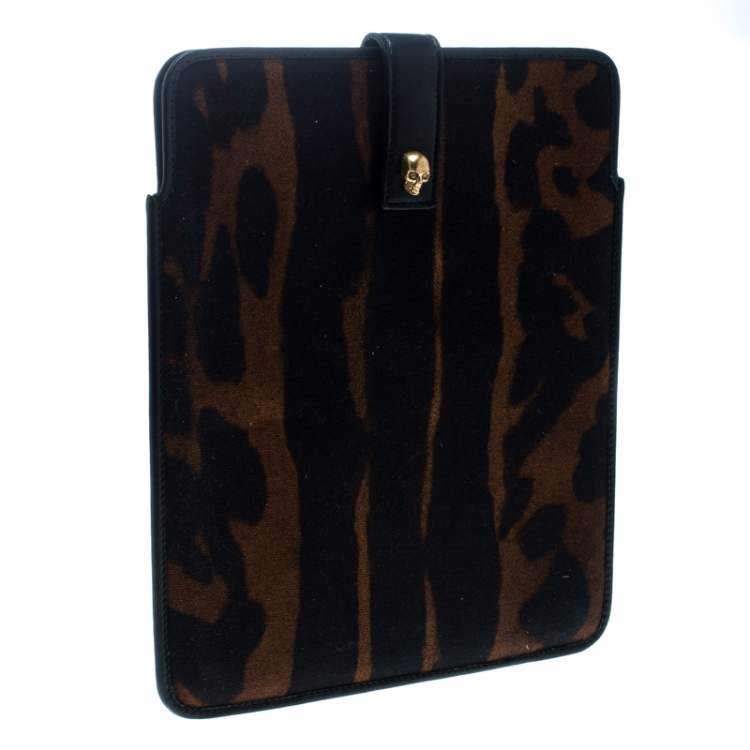 Pre Owned Alexander McQueen Ocelot Print Canvas IPad Case 