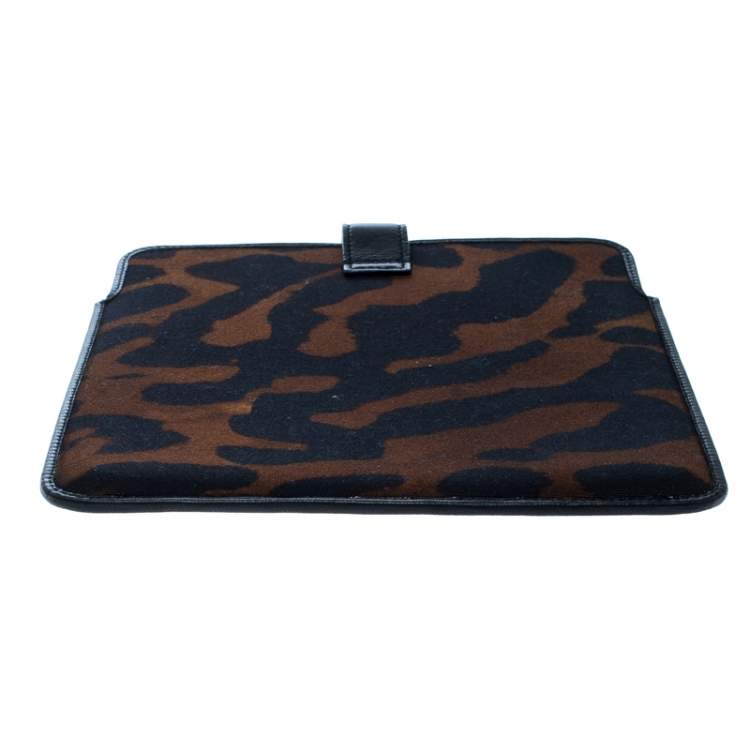 Pre Owned Alexander McQueen Ocelot Print Canvas IPad Case 