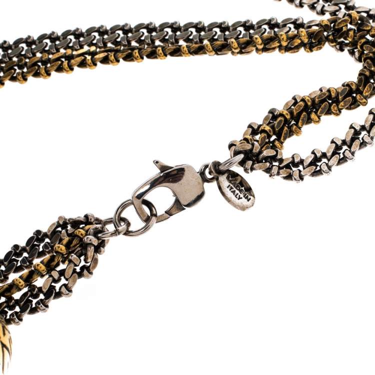 Pre Owned Alexander McQueen Engraved Crystal Sphere Layered Celtic Necklace