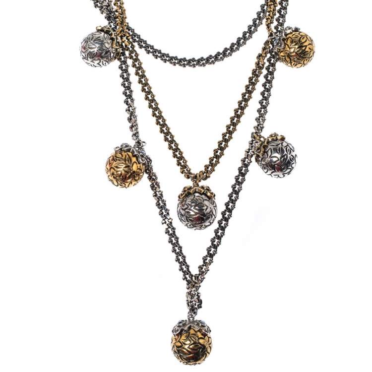 Pre Owned Alexander McQueen Engraved Crystal Sphere Layered Celtic Necklace