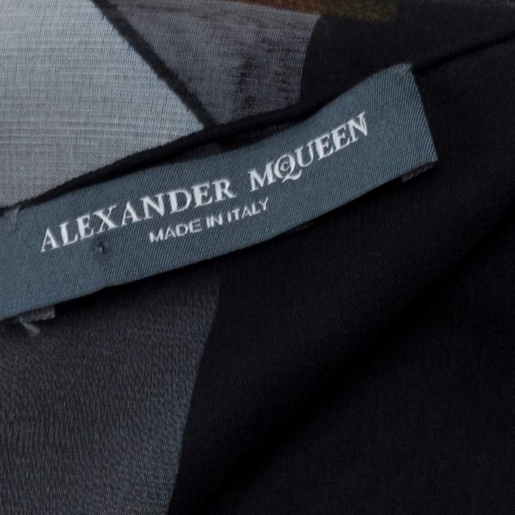 Pre Owned Alexander McQueen Multicolor Geometric Print Silk Scarf