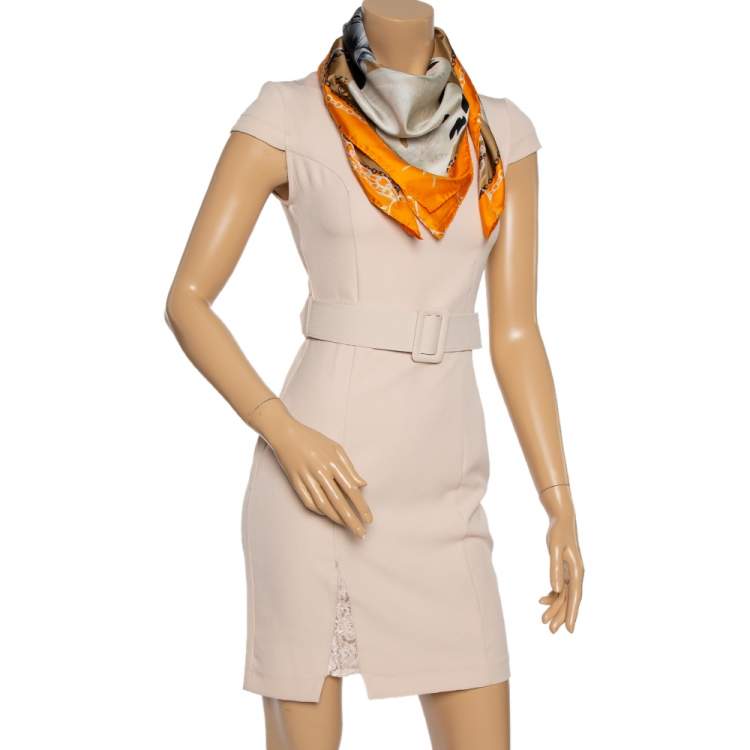 Pre Owned Alexander McQueen Orange Panther Skull Print Silk Scarf