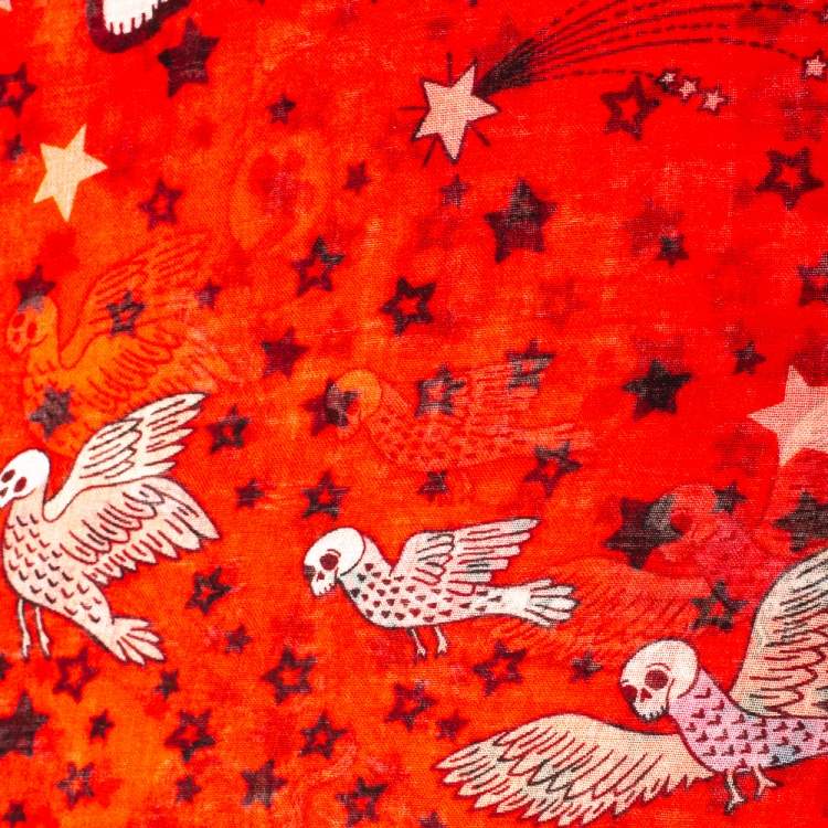 مملوكة مسبقًا Alexander McQueen Red Party Skull Print Silk & Modal Scarf