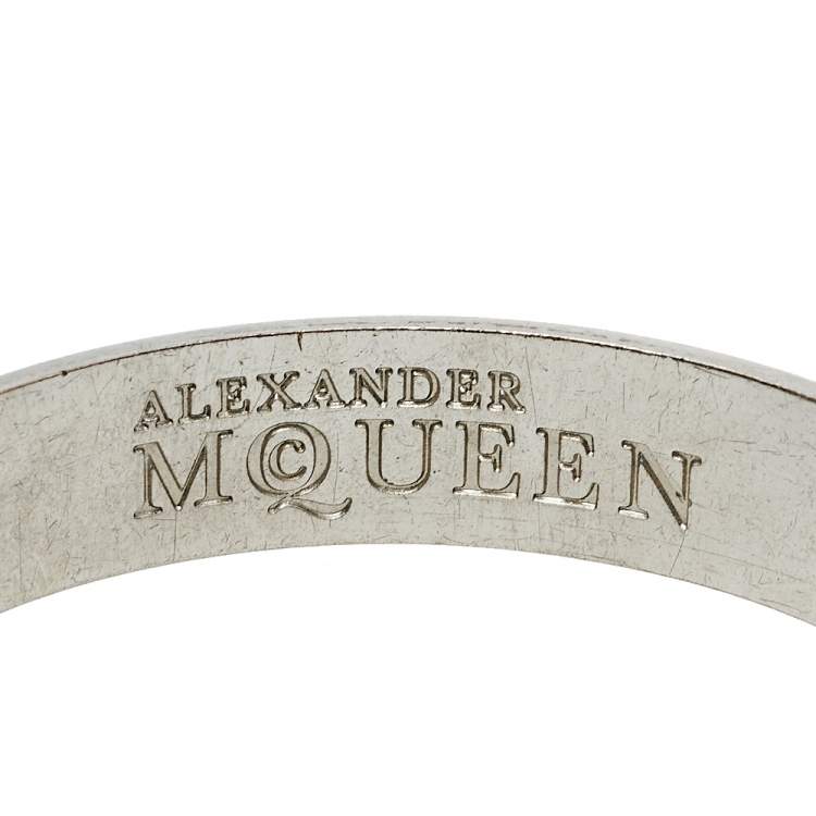 Pre Owned Alexander McQueen Black Enamel Skull Bangle Bracelet