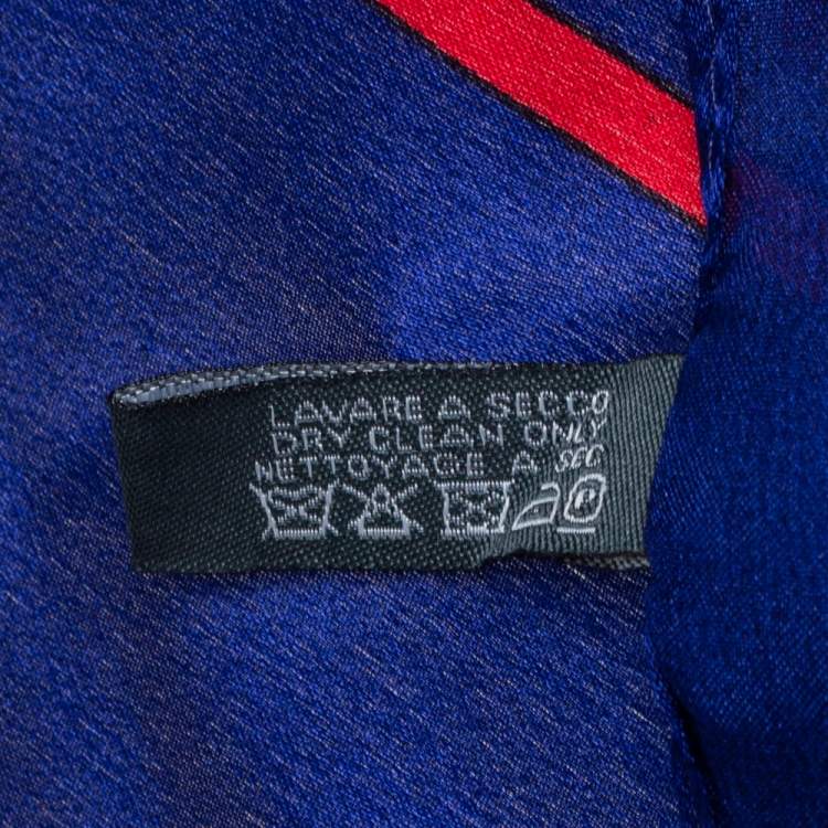 Pre Owned Alexander McQueen Blue Skull Print Satin Silk Scarf