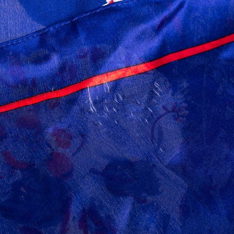 Pre Owned Alexander McQueen Blue Skull Print Satin Silk Scarf