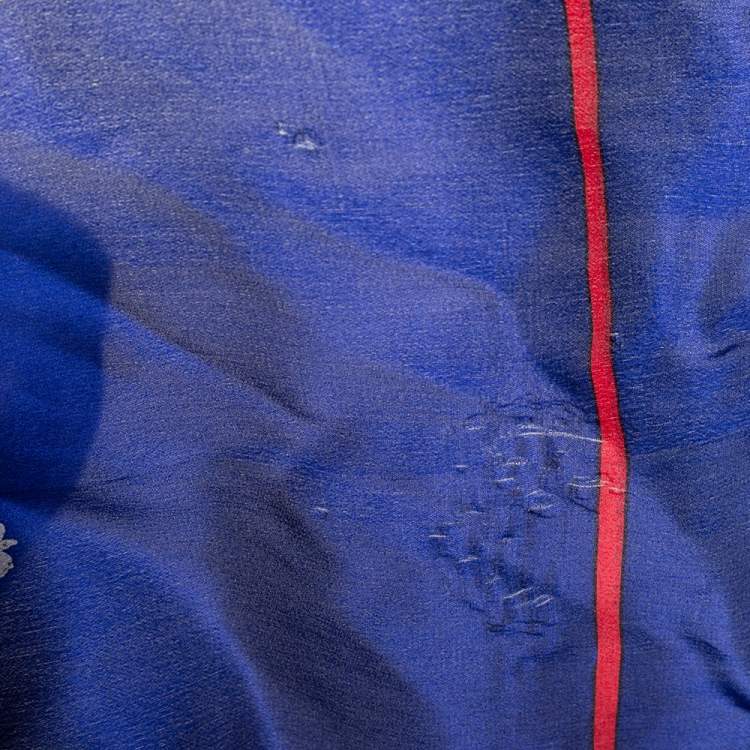 Pre Owned Alexander McQueen Blue Skull Print Satin Silk Scarf