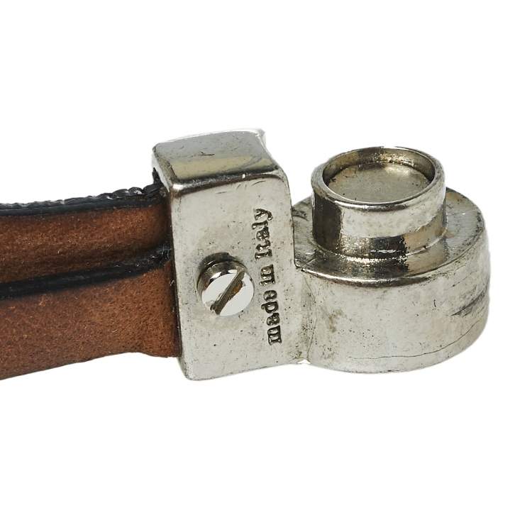 Pre Owned Alexander McQueen Bicolor Layered Leather Double Wrap Skull Bracelet