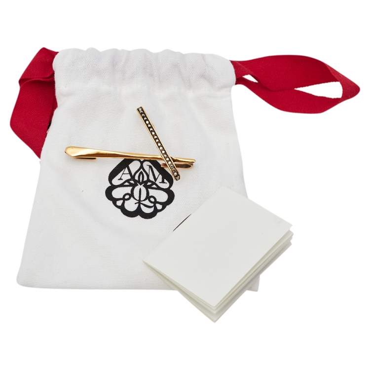 Pre Owned Alexander McQueen Crystal Gold Tone Ear Cuff Earring