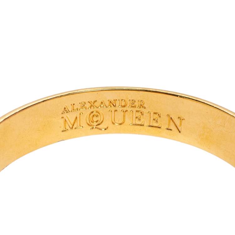 Pre Owned Alexander McQueen Red Enamel Skull Bangle Bracelet