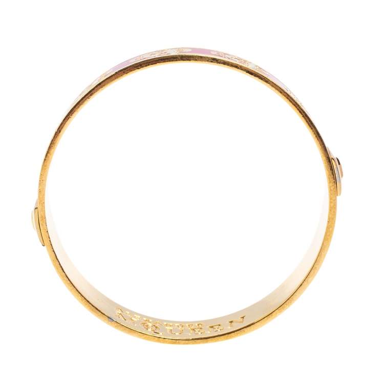 Pre Owned Alexander McQueen Red Enamel Skull Bangle Bracelet