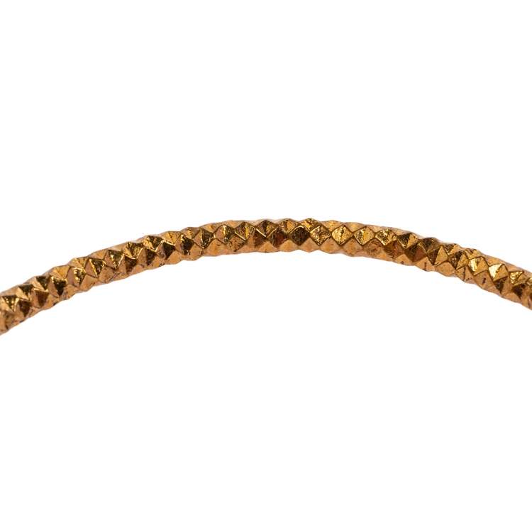 Pre Owned Alexander McQueen Twin Skull Gold Tone Open Cuff Bracelet 