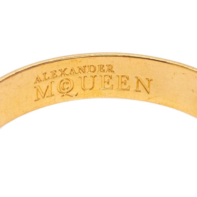 Pre Owned Alexander McQueen Bicolor Enamel Skull Bangle Bracelet