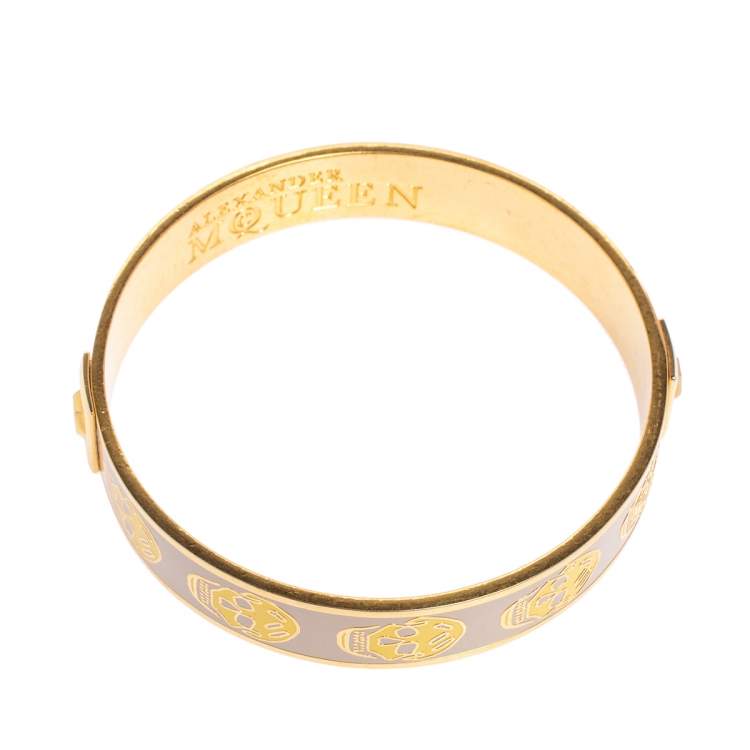 Pre Owned Alexander McQueen Bicolor Enamel Skull Bangle Bracelet