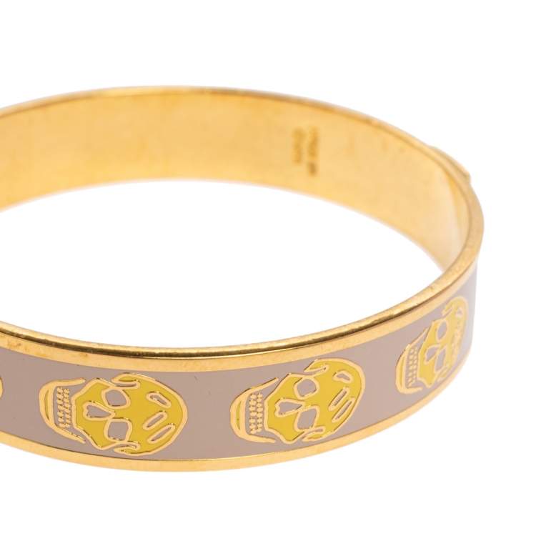 Pre Owned Alexander McQueen Bicolor Enamel Skull Bangle Bracelet