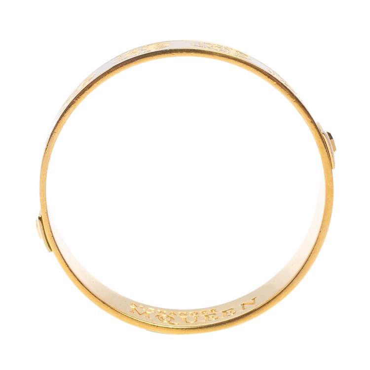 Pre Owned Alexander McQueen Bicolor Enamel Skull Bangle Bracelet