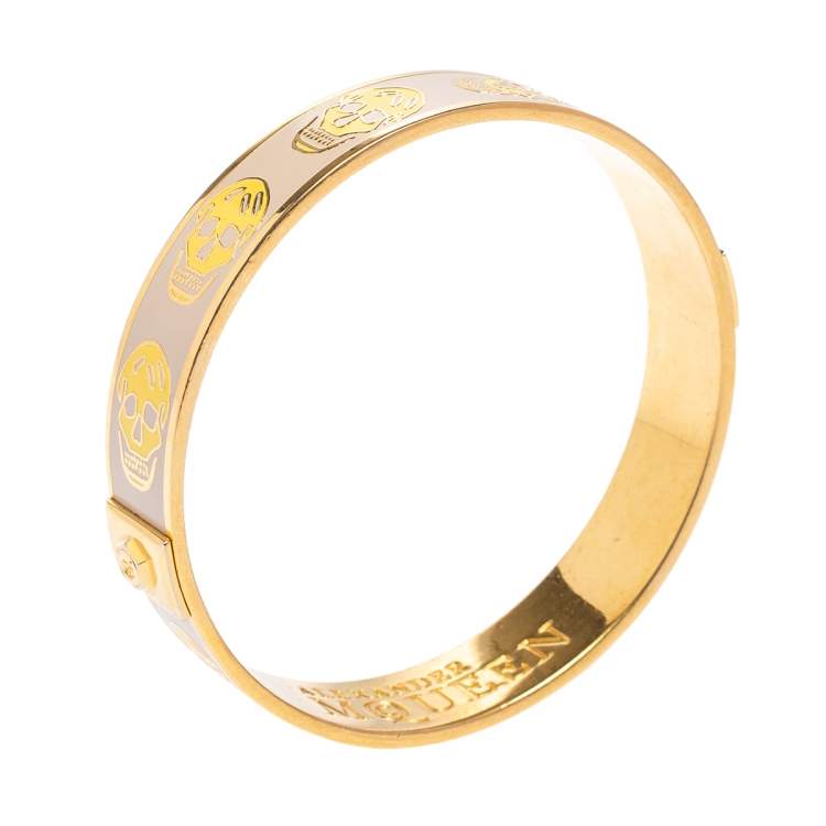 Pre Owned Alexander McQueen Bicolor Enamel Skull Bangle Bracelet