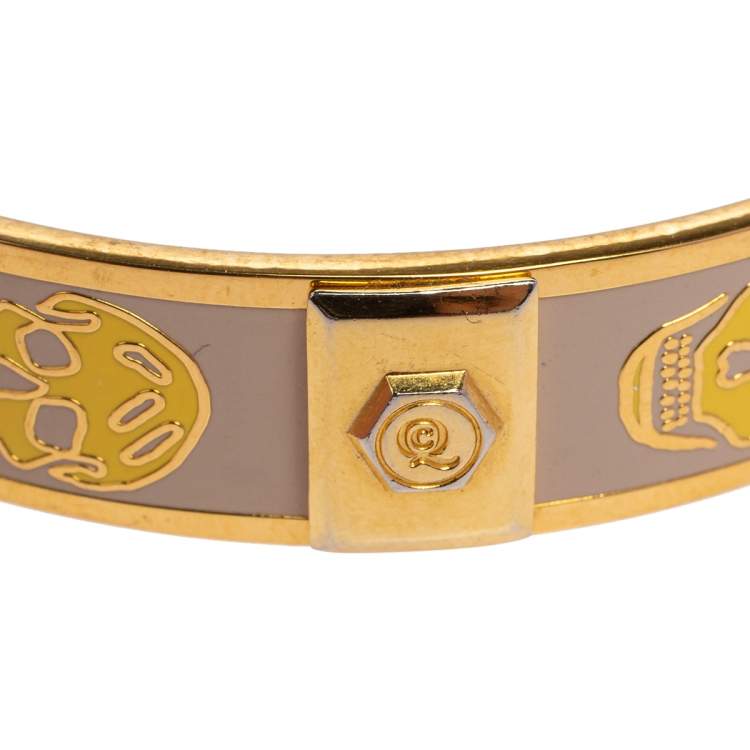Pre Owned Alexander McQueen Bicolor Enamel Skull Bangle Bracelet