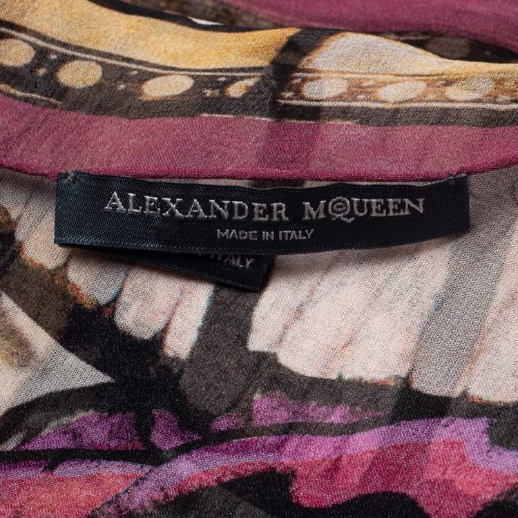 Pre Owned Alexander McQueen Multicolor Floral Print Silk Scarf
