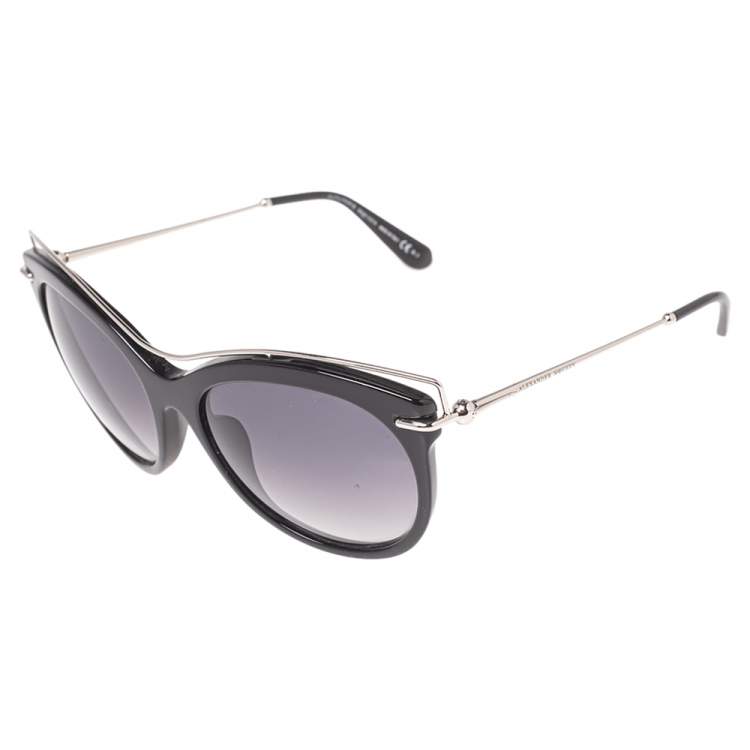 Pre Owned Alexander McQueen Black/ Grey Gradient AMQ 4273/S Cat Eye Sunglasses