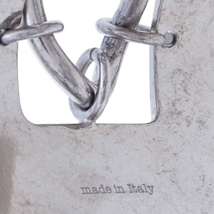 Pre Owned Alexander McQueen Silver Tone Studded Open Cuff Bracelet