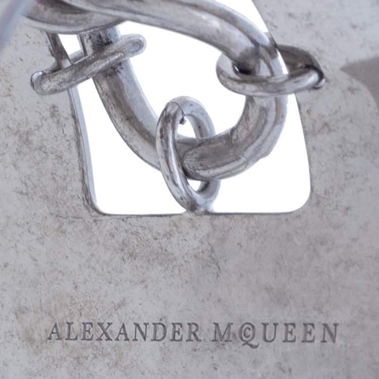 Pre Owned Alexander McQueen Silver Tone Studded Open Cuff Bracelet