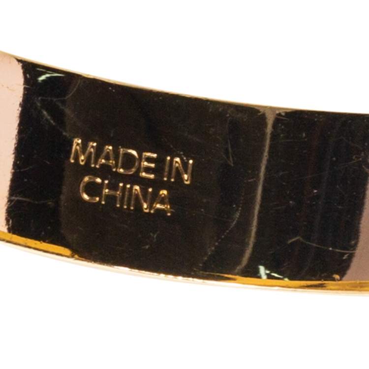 Pre Owned Alexander McQueen 3D Skull Green Gold Tone Bangle Bracelet
