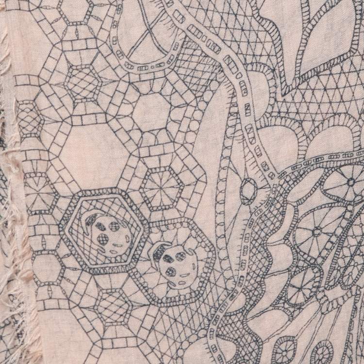 Pre Owned Alexander McQueen Pink Printed Cotton & Silk Square Scarf