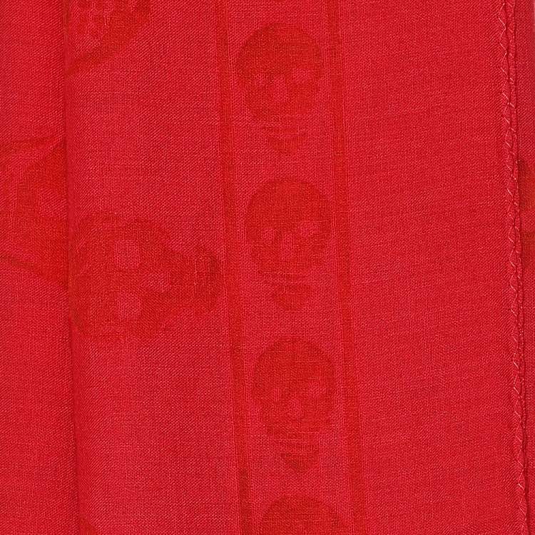 Pre Owned Alexander McQueen Red Skull Printed Cotton & Wool Scarf