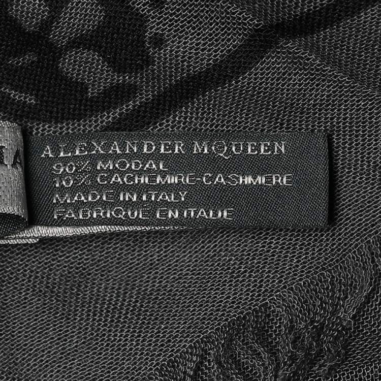Pre Owned Alexander McQueen Grey Skull Print Modal Blend Scarf