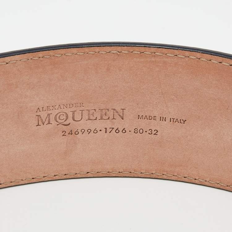 Pre Owned Alexander McQueen Black Leather Waist Belt 80cm