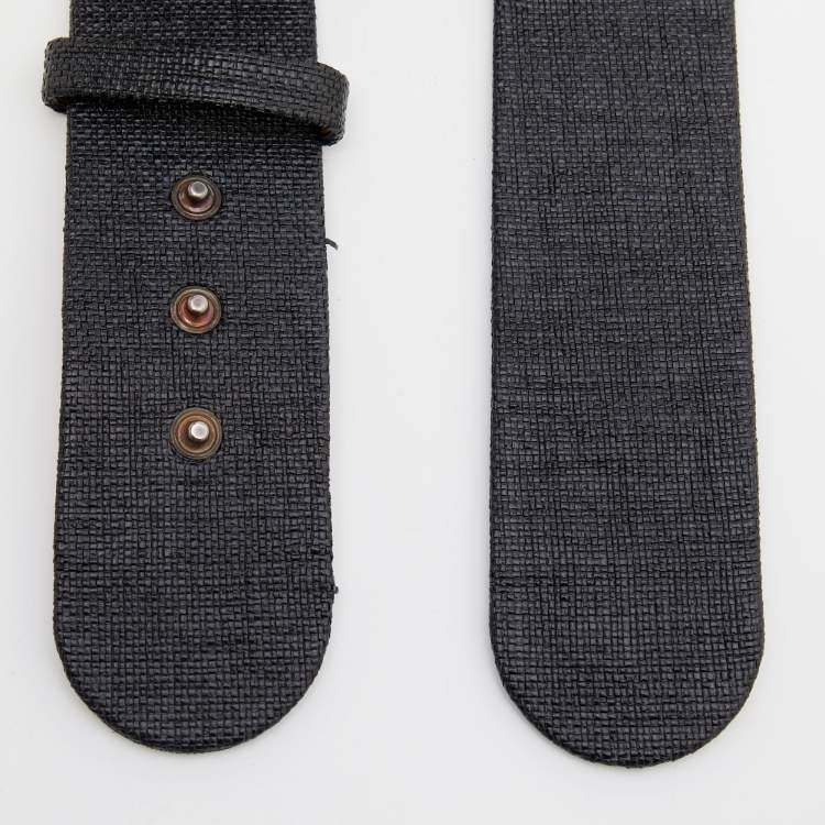 Pre Owned Alexander McQueen Black Woven Raffia Button Belt 80CM