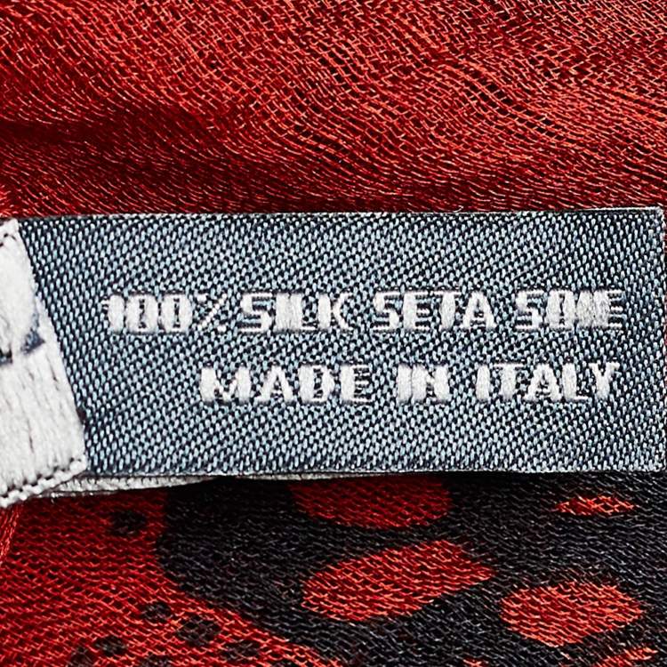 Pre Owned Alexander McQueen Red Skull Print Silk Scarf