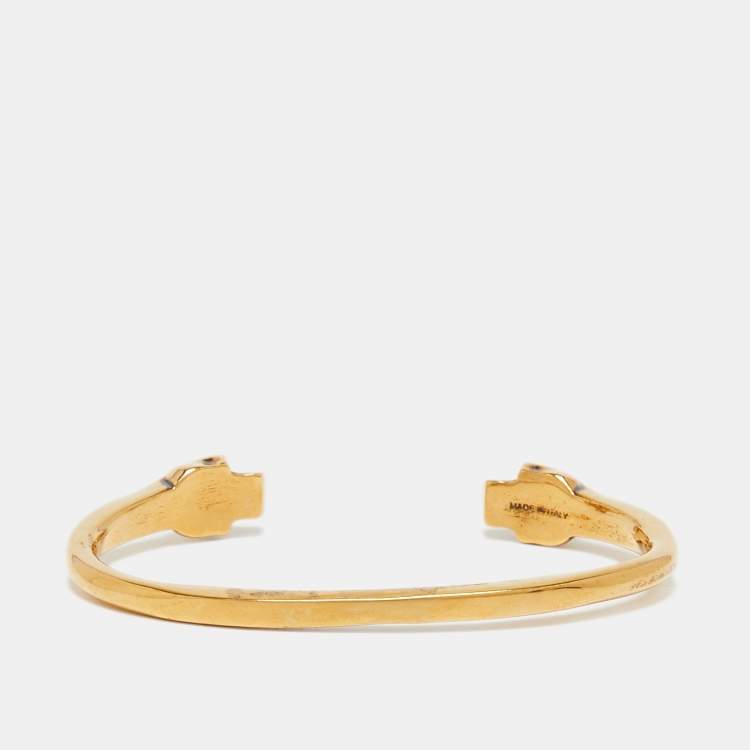 Pre Owned Alexander McQueen Gold Tone Skull Cuff Bracelet