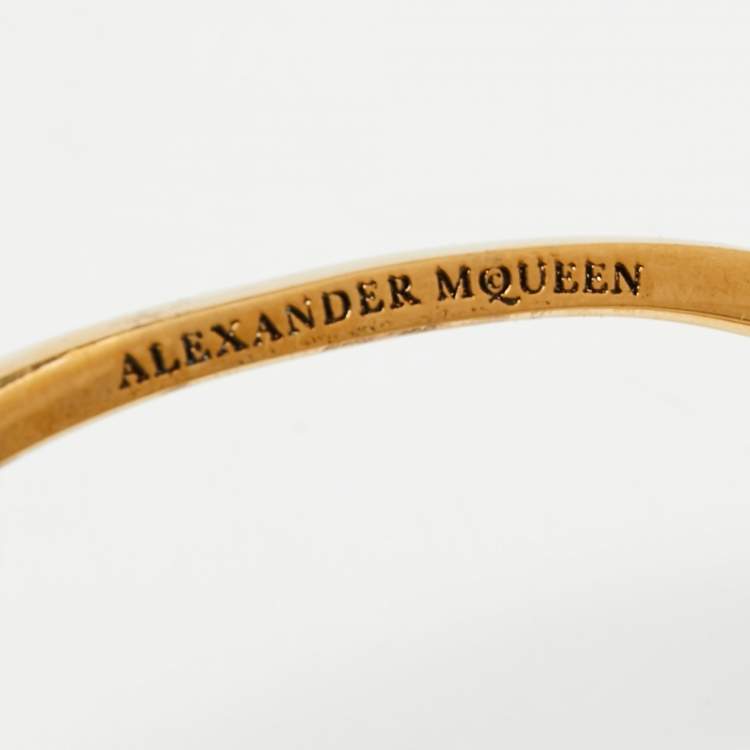Pre Owned Alexander McQueen Gold Tone Skull Cuff Bracelet