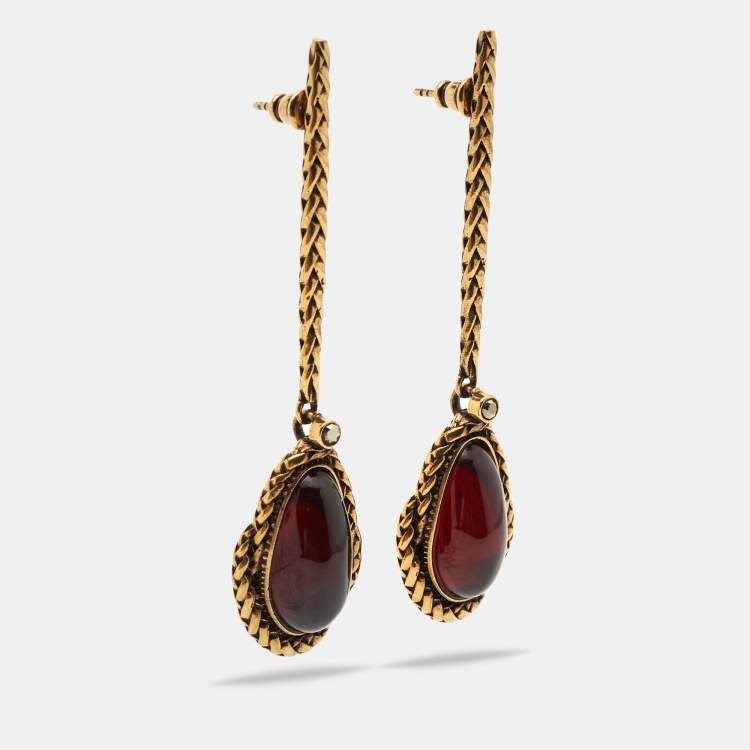 Triple Ring Earrings In Metal Aged Gold | Saint Laurent Womens Earrings -  Baldachim