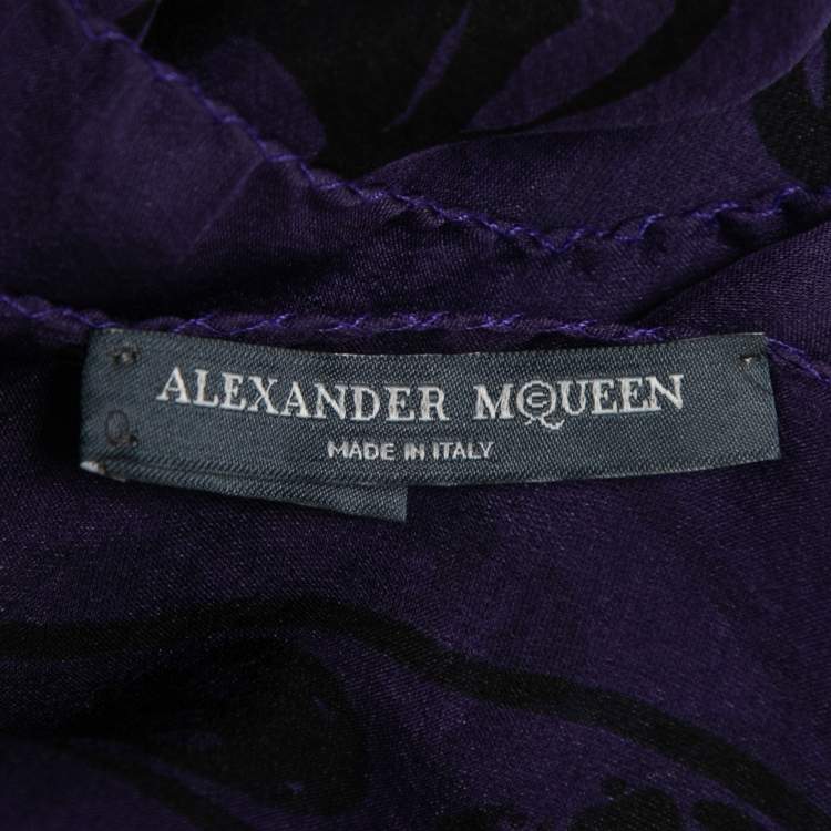 Pre Owned Alexander McQueen Purple Skull Silk Chiffon Scarf