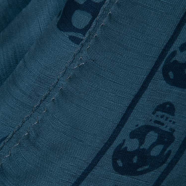 Pre Owned Alexander McQueen Slate Blue Skull Print Silk Chiffon Scarf