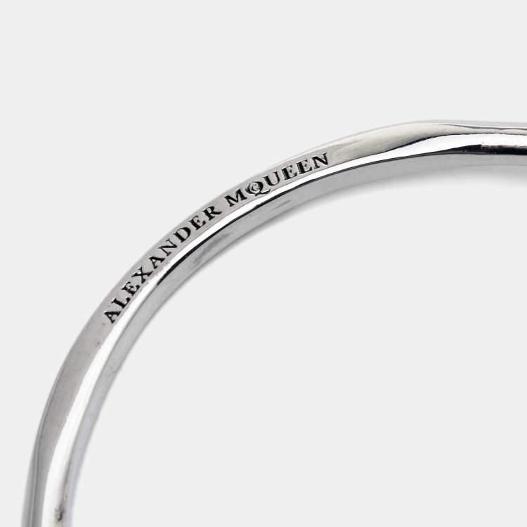 Pre Owned Alexander McQueen Silver Tone Skull Cuff Bracelet