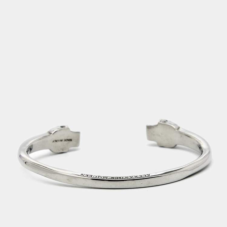 Pre Owned Alexander McQueen Silver Tone Skull Cuff Bracelet