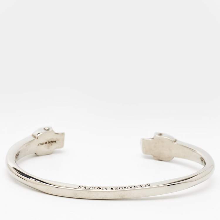 Pre Owned Alexander McQueen Silver Tone Skull Cuff Bracelet