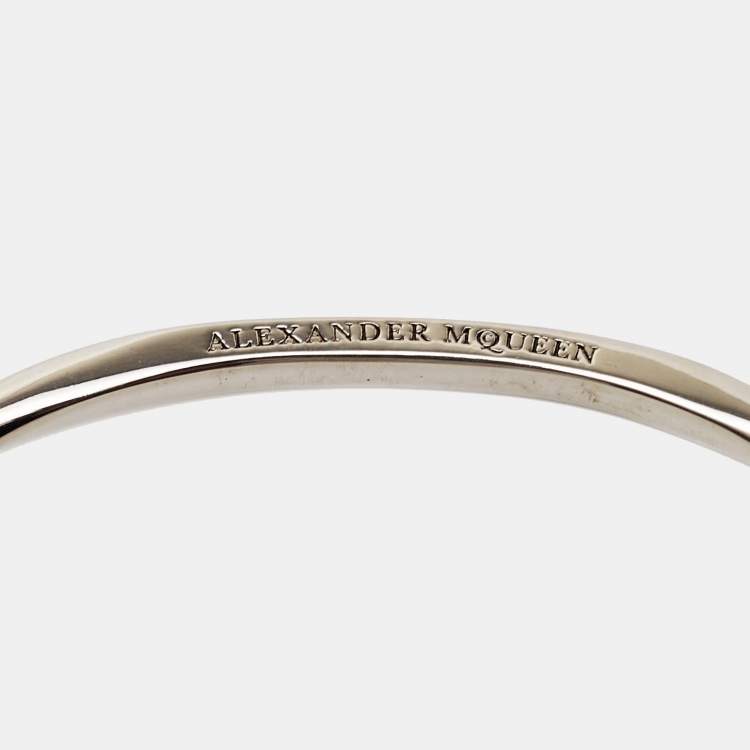 Pre Owned Alexander McQueen Silver Tone Skull Cuff Bracelet