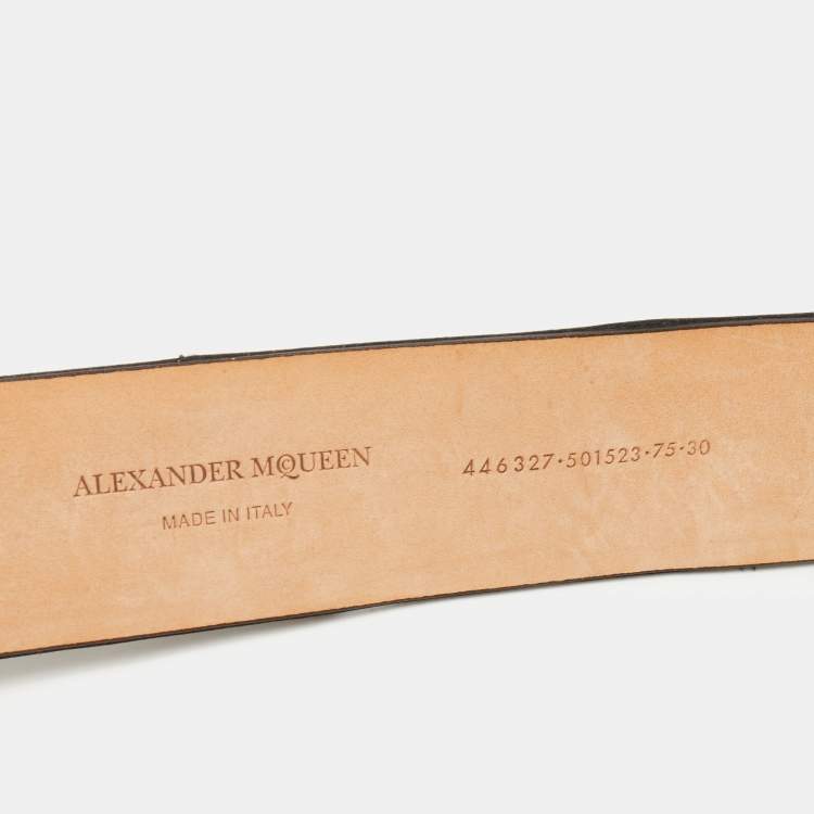 Pre Owned Alexander McQueen Black Satin Embellished Waist Belt 75CM
