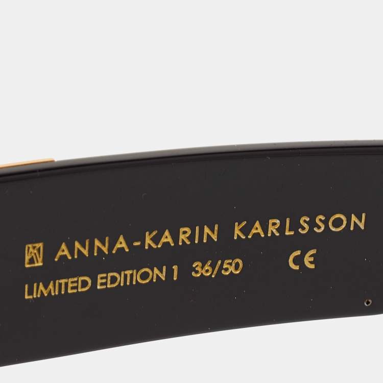 Pre Owned  Anna Karin Karlsson Gradient Black Lucky Goes to Vegas Crystals Cat Eye Sunglasses