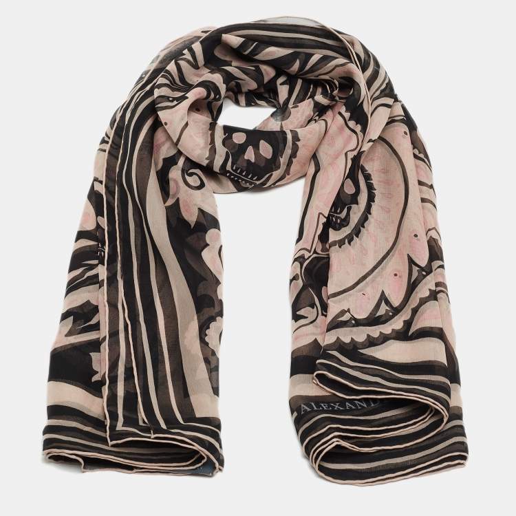 Alexander mcqueen black discount and pink scarf