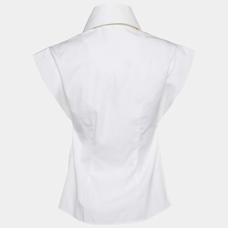 Pre Owned Alexander McQueen White Poplin Sleeveless Shirt S