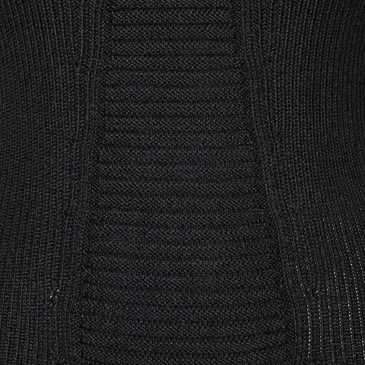 Pre Owned Alexander McQueen Black Rib Knit Detachable Collar Short Dress S