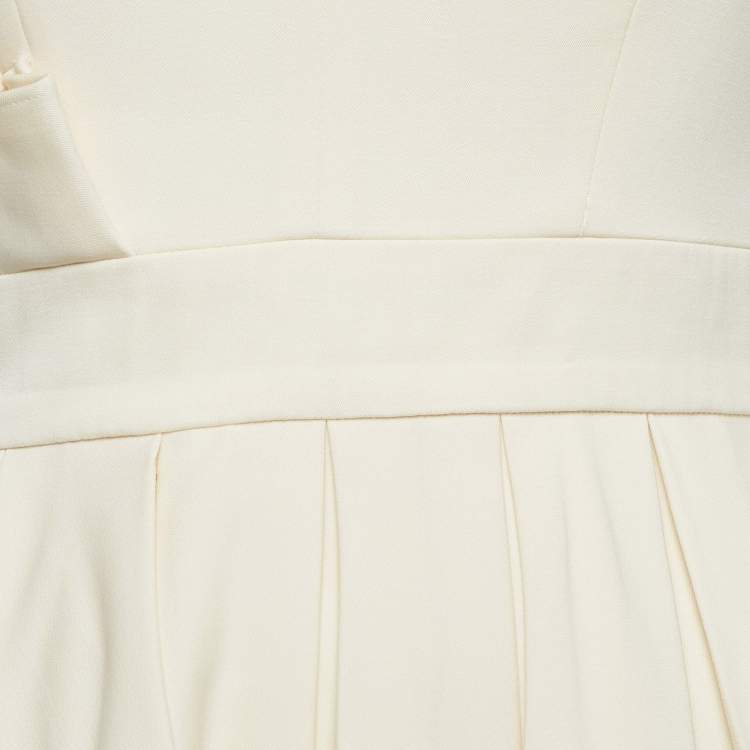 Pre Owned Alexander McQueen Beige Wool Pleated Mini Dress S