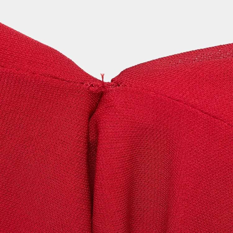 Pre Owned Alexander McQueen Red Jersey Ruched Midi Dress M